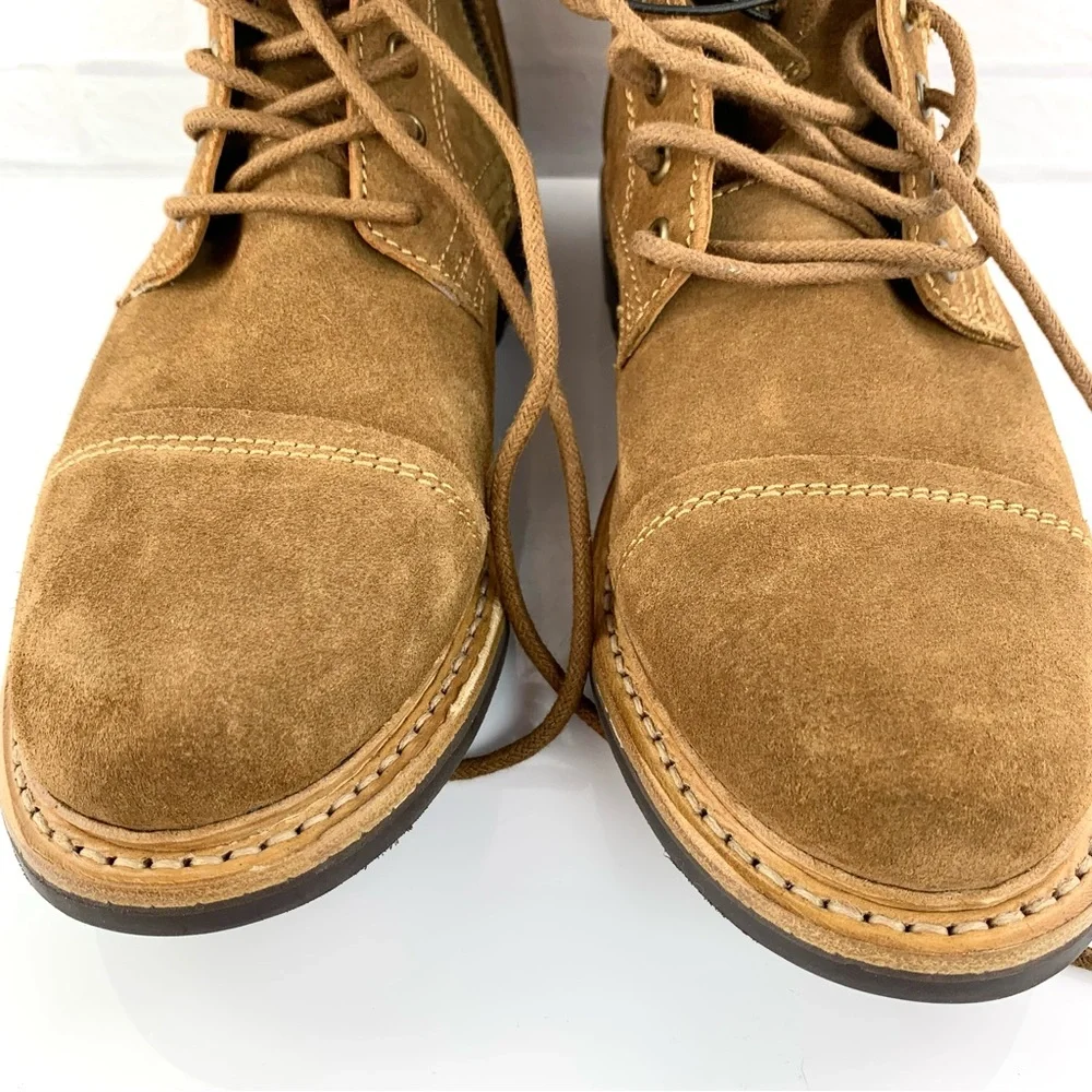 NEW! Frye Men’s Russell Suede Cognac Lace Up Cap Boots Size 8